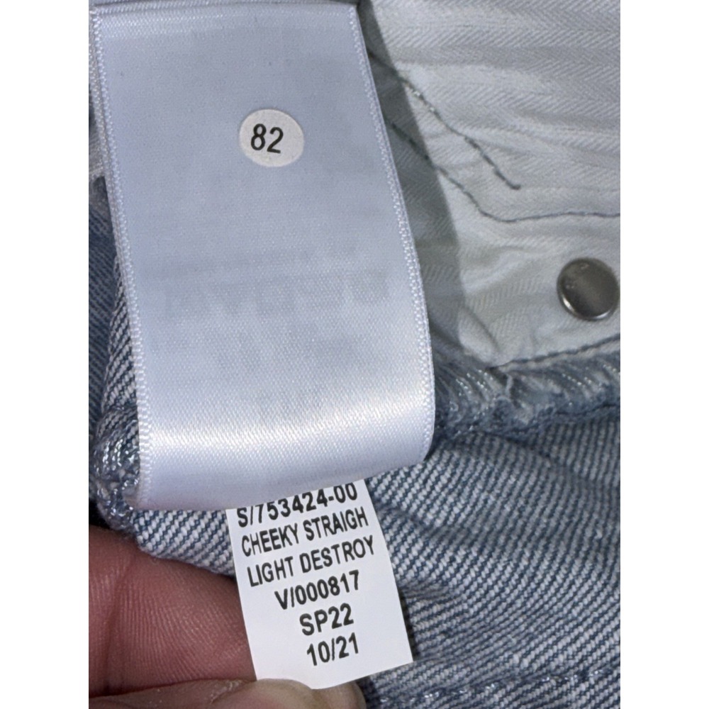 GAP Cheeky Straight High Rise Denim Blue Jeans 26 / 2R NWT Light Wash Distressed - Picture 14 of 14